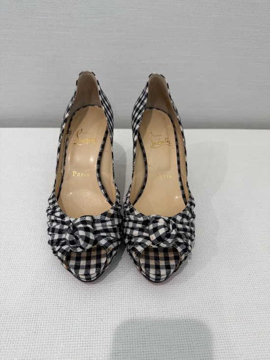 Christian Louboutin Shoes - Christian Louboutin Black Gingham Peep Toe Heels 37 EU